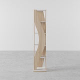 5-Tier Geometric Bookshelf Curved Shape Industrial Bookcase in Walnut & Black Rotating