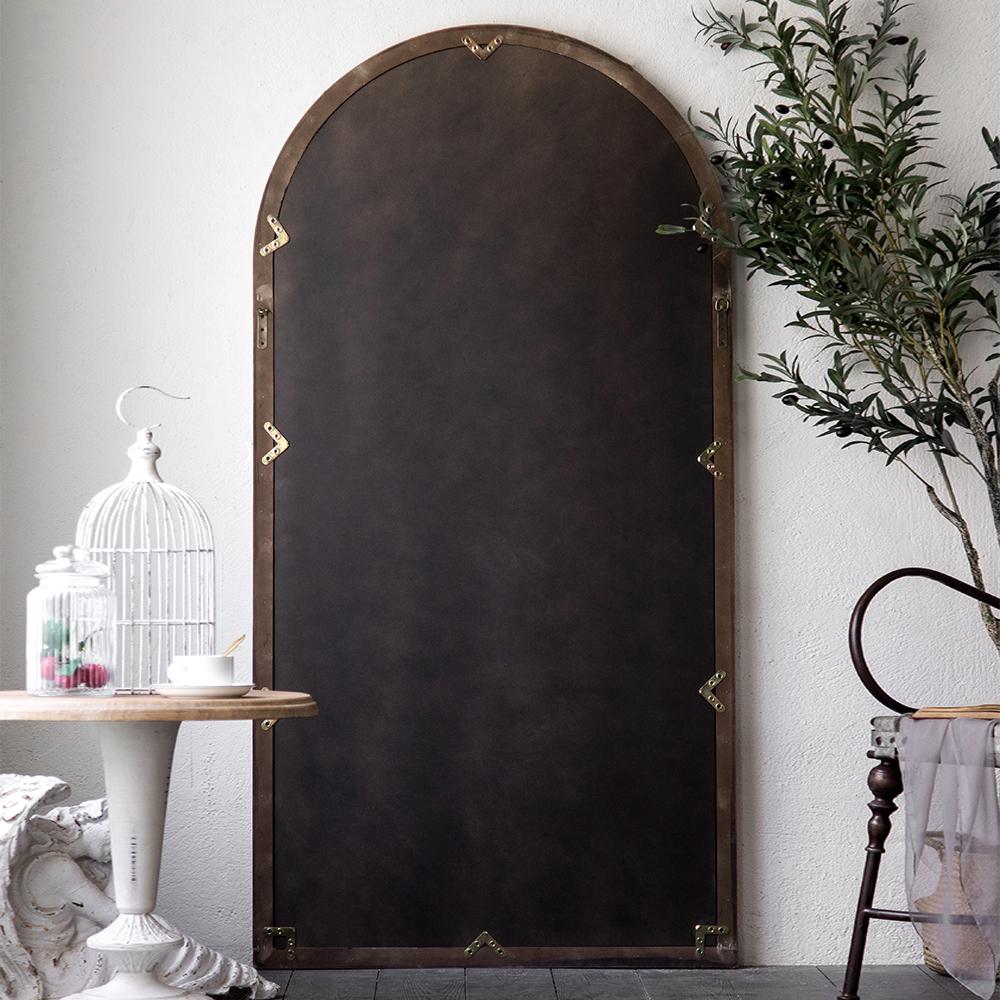 Full Length Arch Mirror Farmhouse Floor Mirror in Distressed White