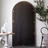 Full Length Arch Mirror Farmhouse Floor Mirror in Distressed White