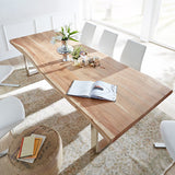Rustic 60" Live Edge Dining Table for 6 Person Wooden Tabletop Sled Base