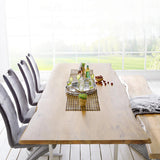Rustic 60" Live Edge Dining Table for 6 Person Wooden Tabletop Sled Base