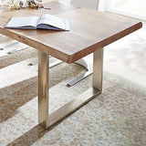 Rustic 60" Live Edge Dining Table for 6 Person Wooden Tabletop Sled Base
