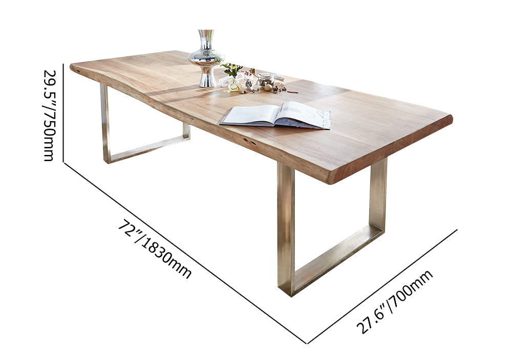 Rustic 60" Live Edge Dining Table for 6 Person Wooden Tabletop Sled Base