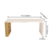 Modern White and Natural Rectangular Writing Desk with Shelves