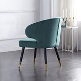 Upholstered Dining Chairs Mid-Century Green Velvet Dining Chairs with Arm (Set of 2)