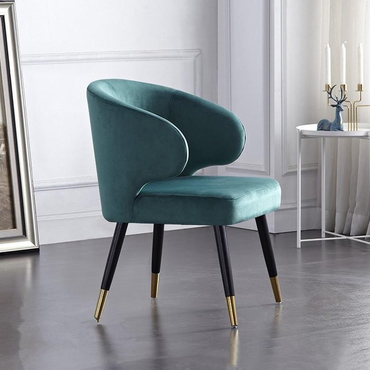Upholstered Dining Chairs Mid-Century Green Velvet Dining Chairs with Arm (Set of 2)