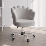 Blue Modern Swivel Office Chair Velvet Upholstered Task Chair Adjustable Height