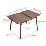 53" Modern Rustic Solid Wood Rectangle Minimalist Extendable Folding Dining Table In Walnut/Natural