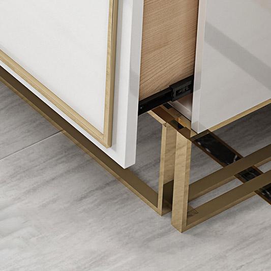 Medally Modern White TV Stand with Drawer Gold Media Console for TVs Up To 85"