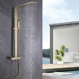 Exposed Thermostatic Shower Fixture with Rain Shower Head and Hand Shower Matte Black