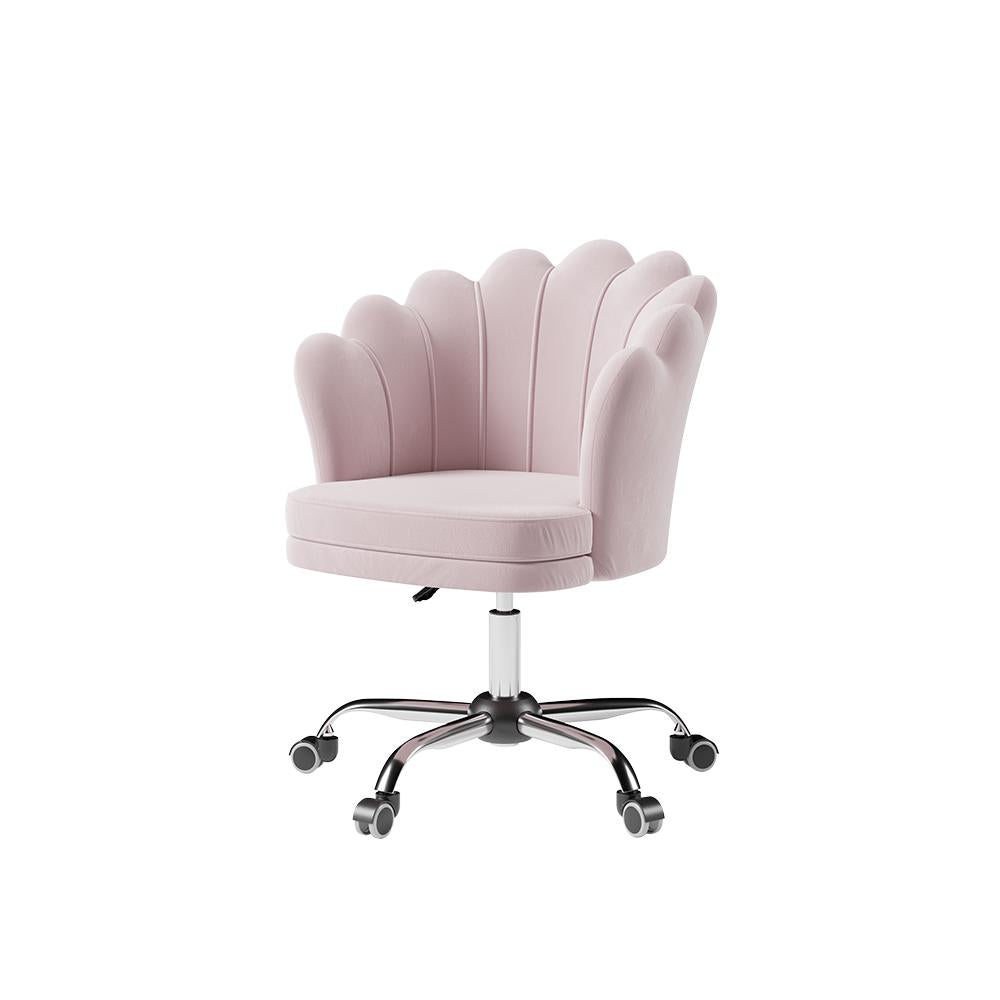 Blue Modern Swivel Office Chair Velvet Upholstered Task Chair Adjustable Height