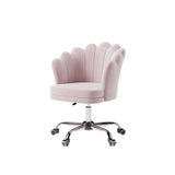 Blue Modern Swivel Office Chair Velvet Upholstered Task Chair Adjustable Height