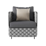27.6" Wide Modern Aluminum & Rope Outdoor Patio Sofa with Cushion in Gray