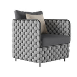 27.6" Wide Modern Aluminum & Rope Outdoor Patio Sofa with Cushion in Gray
