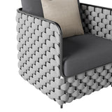 27.6" Wide Modern Aluminum & Rope Outdoor Patio Sofa with Cushion in Gray