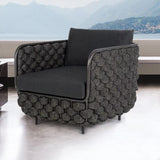 27.6" Wide Modern Aluminum & Rope Outdoor Patio Sofa with Cushion in Gray