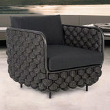27.6" Wide Modern Aluminum & Rope Outdoor Patio Sofa with Cushion in Gray