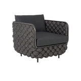 27.6" Wide Modern Aluminum & Rope Outdoor Patio Sofa with Cushion in Gray