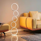 Black LED Floor Lamp 5-Ring Novelty Dimmable Standing Lamp