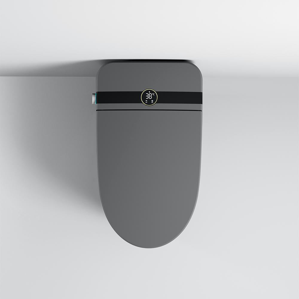 Elongated One-Piece Smart Toilet Floor Mounted Automatic Toilet in Black & Gold Rim