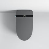 Elongated One-Piece Smart Toilet Floor Mounted Automatic Toilet in Black & Gold Rim