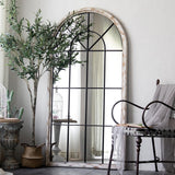 Full Length Arch Mirror Farmhouse Floor Mirror in Distressed White