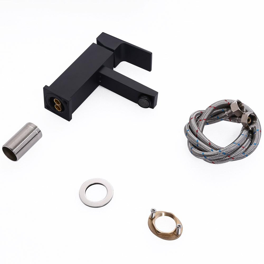 Dree Single Hole Single Handle Brass Bathroom Sink Faucet in Matte Black