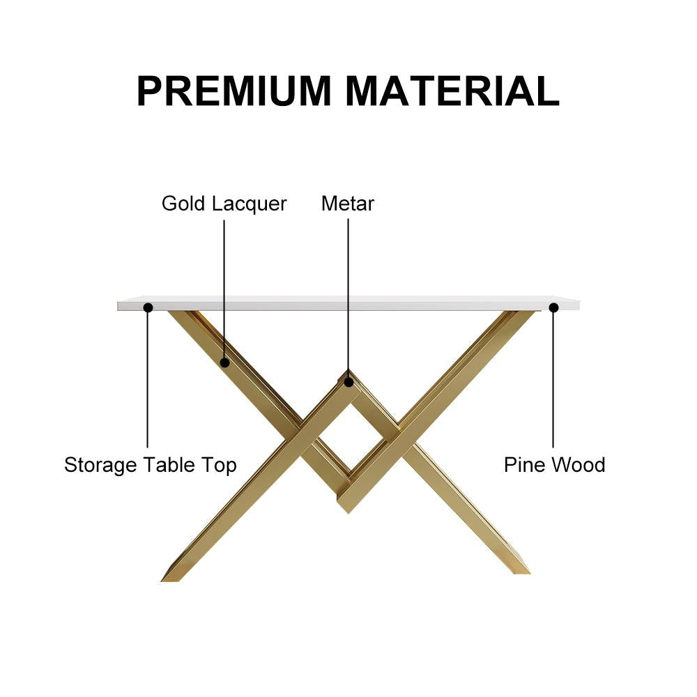 Black & Gold Narrow Console Table Accent Table For Entryway X Base Metal in Small
