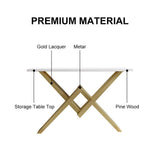 Black & Gold Narrow Console Table Accent Table For Entryway X Base Metal in Small