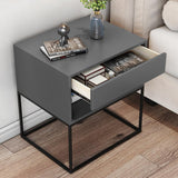 Blue Bedroom Nightstand with Drawer Bedside Table Metal Base