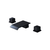 Moda Matte Black Waterfall Widespread Bathroom Sink Faucet Square Double Handle