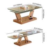 Silver Contemporary Extendable Tempered Glass Top Rectangle Coffee Table-Richsoul-Coffee Tables,Furniture,Living Room Furniture