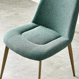 Mid-Century Modern Green Dining Chair Armless Upholstered Side Chair Set of 2