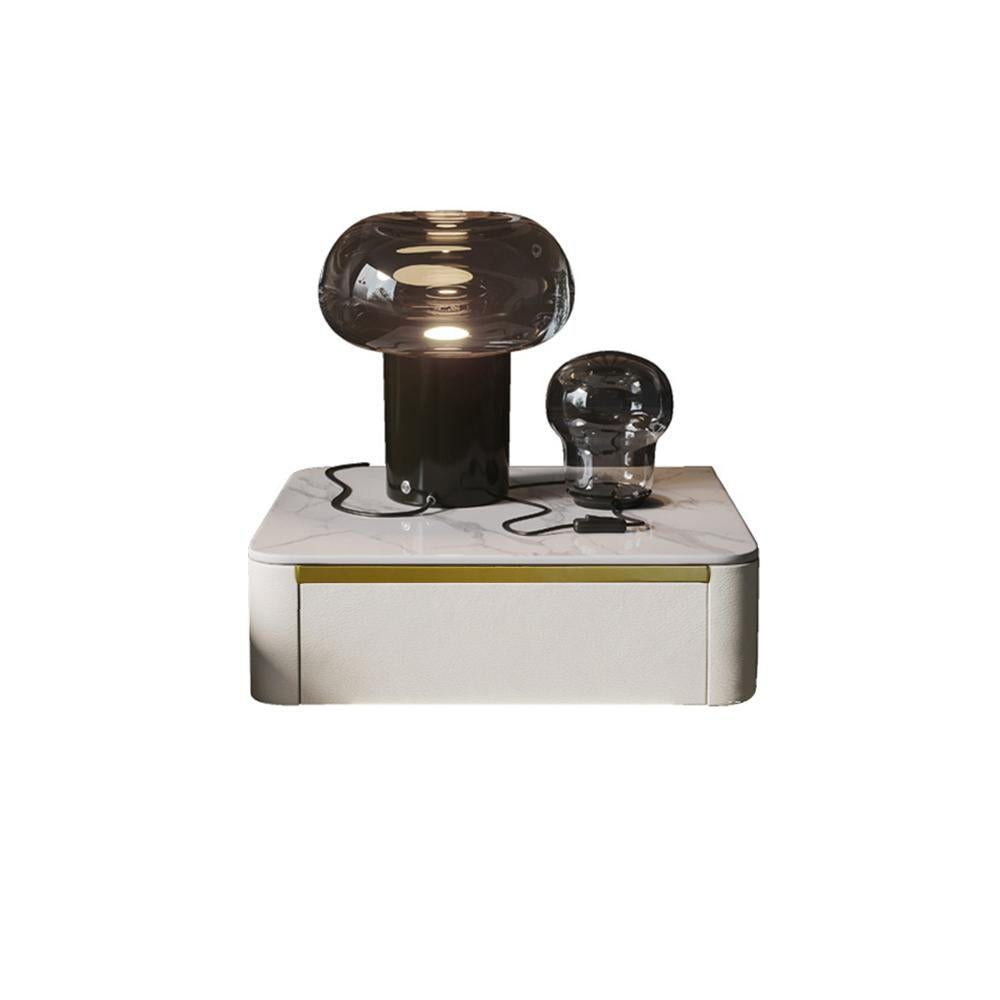 Modern White Floating Nightstand 1 Drawer Bedside Table with Sintered02Stone Top