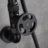 Industrial Style Wall-Mounted Shower System 2-function in Black