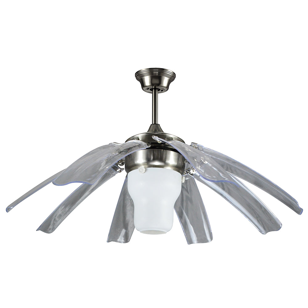 42" Retractable Ceiling Fan with Light Kit and Remote 8 Clear ABS Blades Included