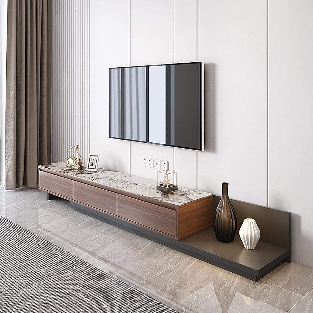 Modern Extendable Stone Top TV Stand with 3 Drawers-Richsoul-Furniture,Living Room Furniture,TV Stands