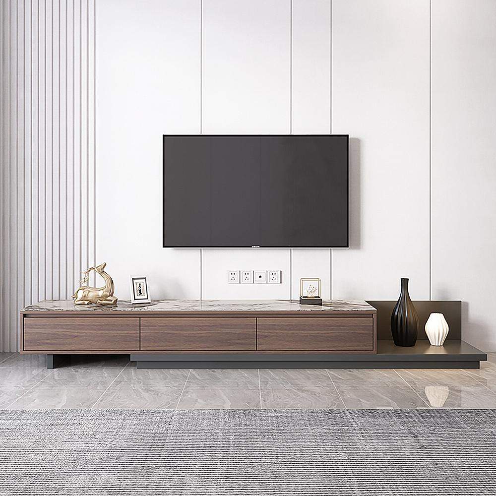 Modern Extendable Stone Top TV Stand with 3 Drawers-Richsoul-Furniture,Living Room Furniture,TV Stands