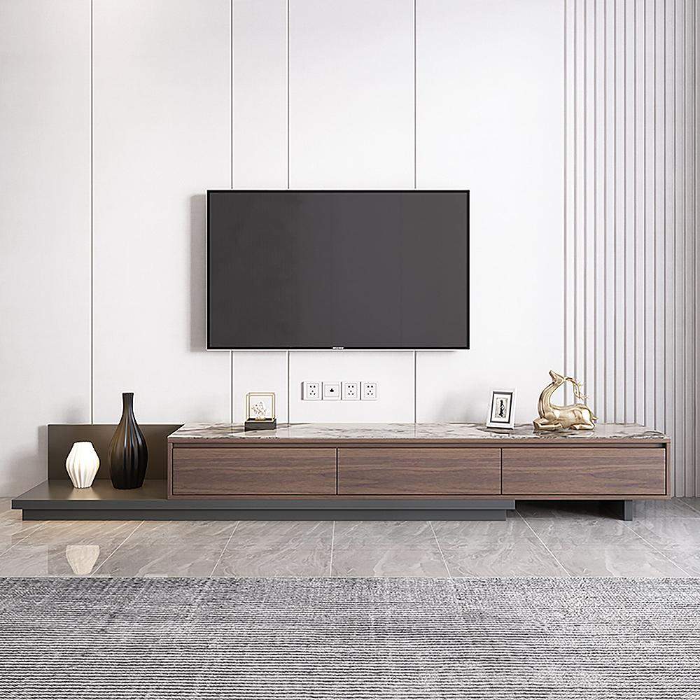 Modern Extendable Stone Top TV Stand with 3 Drawers-Richsoul-Furniture,Living Room Furniture,TV Stands