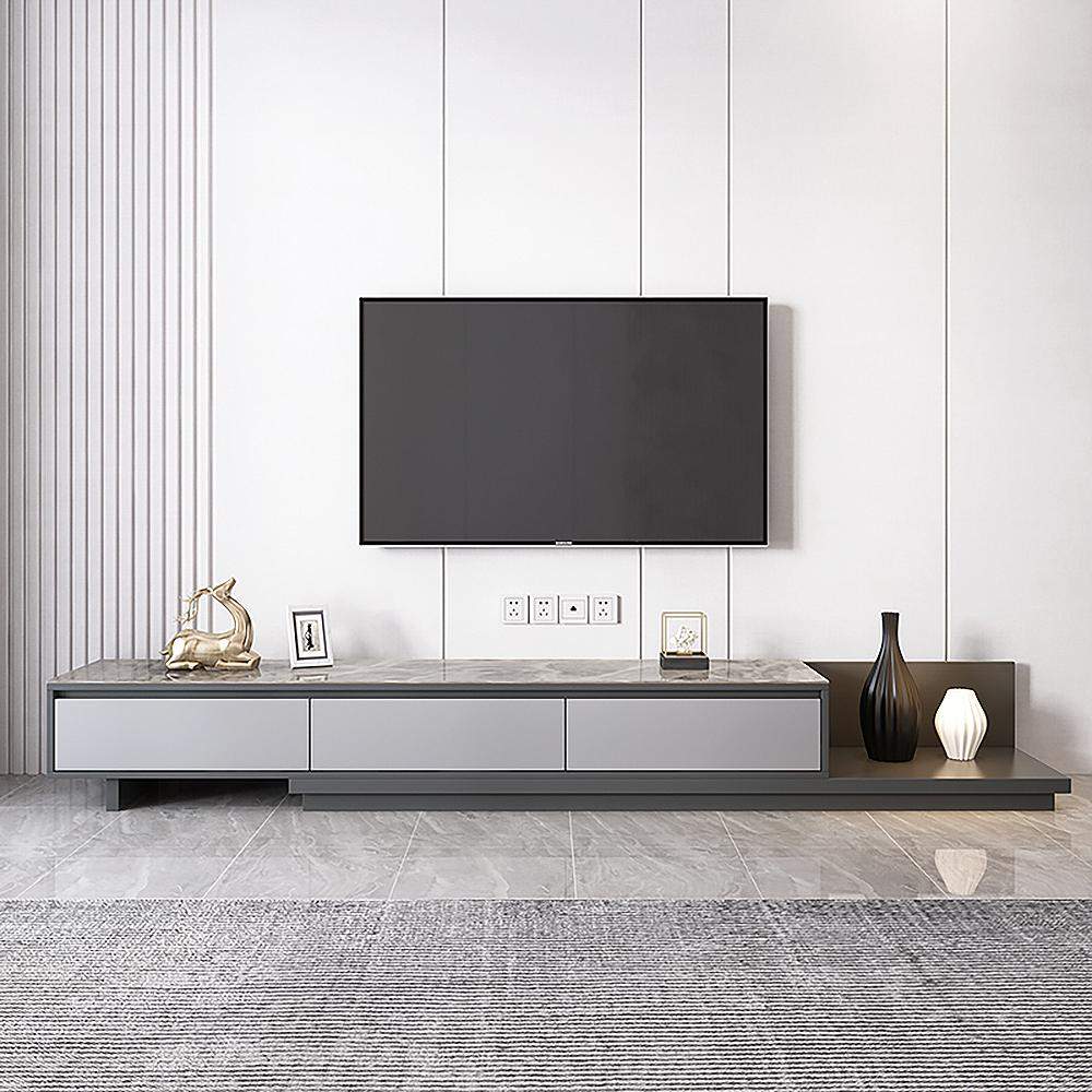 Modern Extendable Stone Top TV Stand with 3 Drawers-Richsoul-Furniture,Living Room Furniture,TV Stands