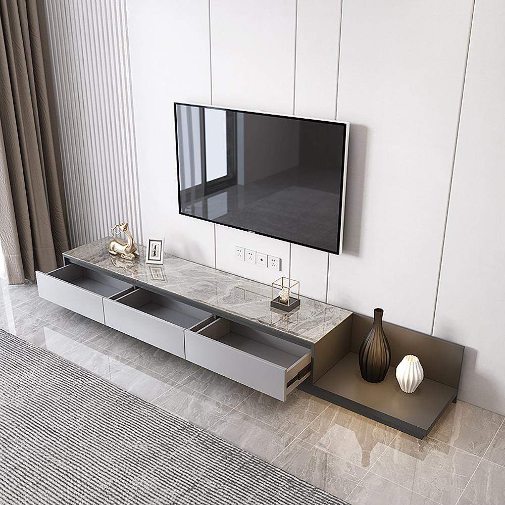 Modern Extendable Stone Top TV Stand with 3 Drawers-Richsoul-Furniture,Living Room Furniture,TV Stands