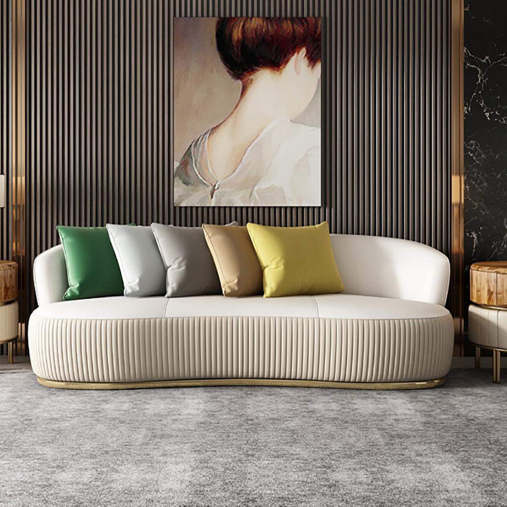 3-Seater Curved Shape Luxury Faux Leather Sofa Pillows Included-Richsoul-Furniture,Living Room Furniture,Sofas & Loveseats