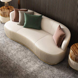 3-Seater Curved Shape Luxury Faux Leather Sofa Pillows Included-Richsoul-Furniture,Living Room Furniture,Sofas & Loveseats
