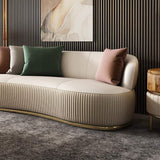 3-Seater Curved Shape Luxury Faux Leather Sofa Pillows Included-Richsoul-Furniture,Living Room Furniture,Sofas & Loveseats