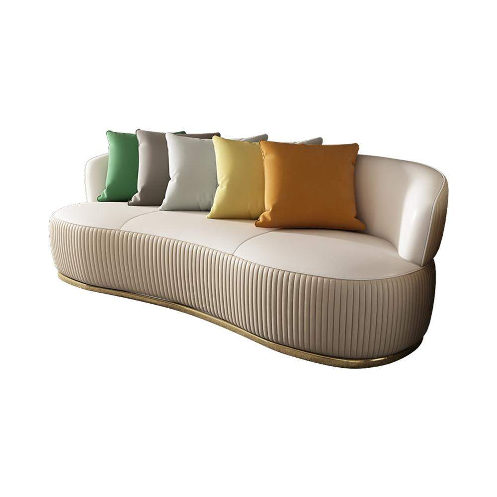 3-Seater Curved Shape Luxury Faux Leather Sofa Pillows Included-Richsoul-Furniture,Living Room Furniture,Sofas & Loveseats