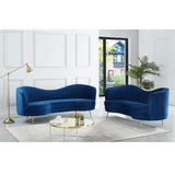 Luxury Blue Velvet Sofa Set 3 Pieces Living Room Set Curved 3-Seater Loveseat & Sofa-Richsoul-Furniture,Living Room Furniture,Sectionals