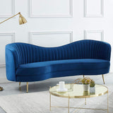 Luxury Blue Velvet Sofa Set 3 Pieces Living Room Set Curved 3-Seater Loveseat & Sofa-Richsoul-Furniture,Living Room Furniture,Sectionals