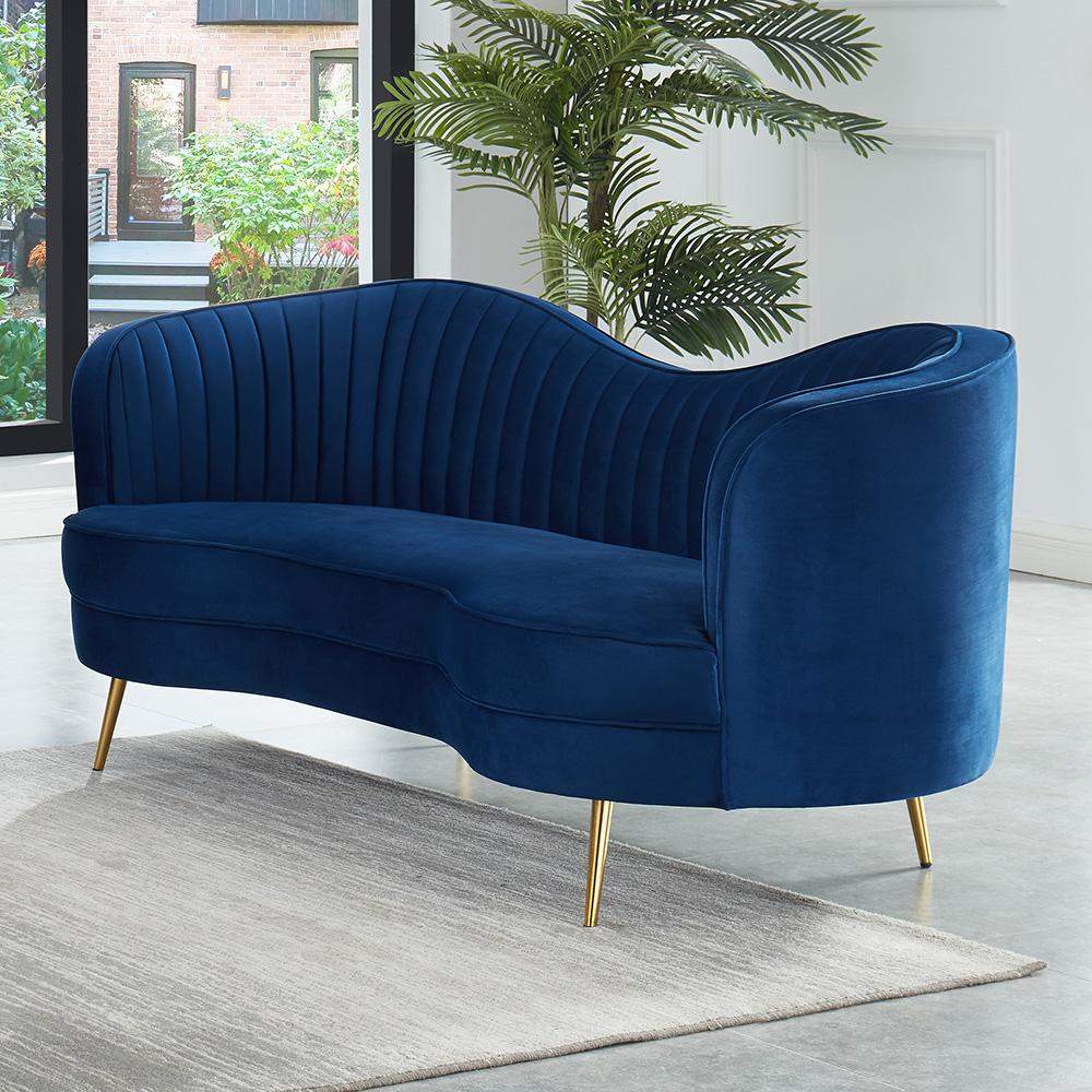 Luxury Blue Velvet Sofa Set 3 Pieces Living Room Set Curved 3-Seater Loveseat & Sofa-Richsoul-Furniture,Living Room Furniture,Sectionals