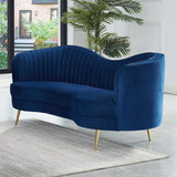 Luxury Blue Velvet Sofa Set 3 Pieces Living Room Set Curved 3-Seater Loveseat & Sofa-Richsoul-Furniture,Living Room Furniture,Sectionals