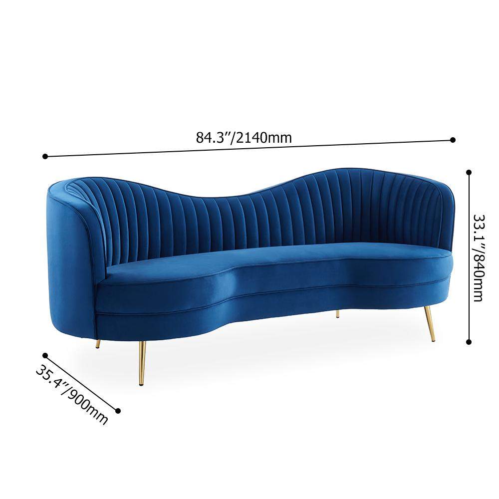 Luxury Blue Velvet Sofa Set 3 Pieces Living Room Set Curved 3-Seater Loveseat & Sofa-Richsoul-Furniture,Living Room Furniture,Sectionals